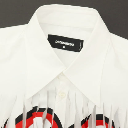 【中古】ディースクエアード DSQUARED2 × THE ROLLING STONES コットン ロングポイントカラー カジュアルシャツ ホワイト【サイズ42】【 状態ランクB 】【 メンズ 】