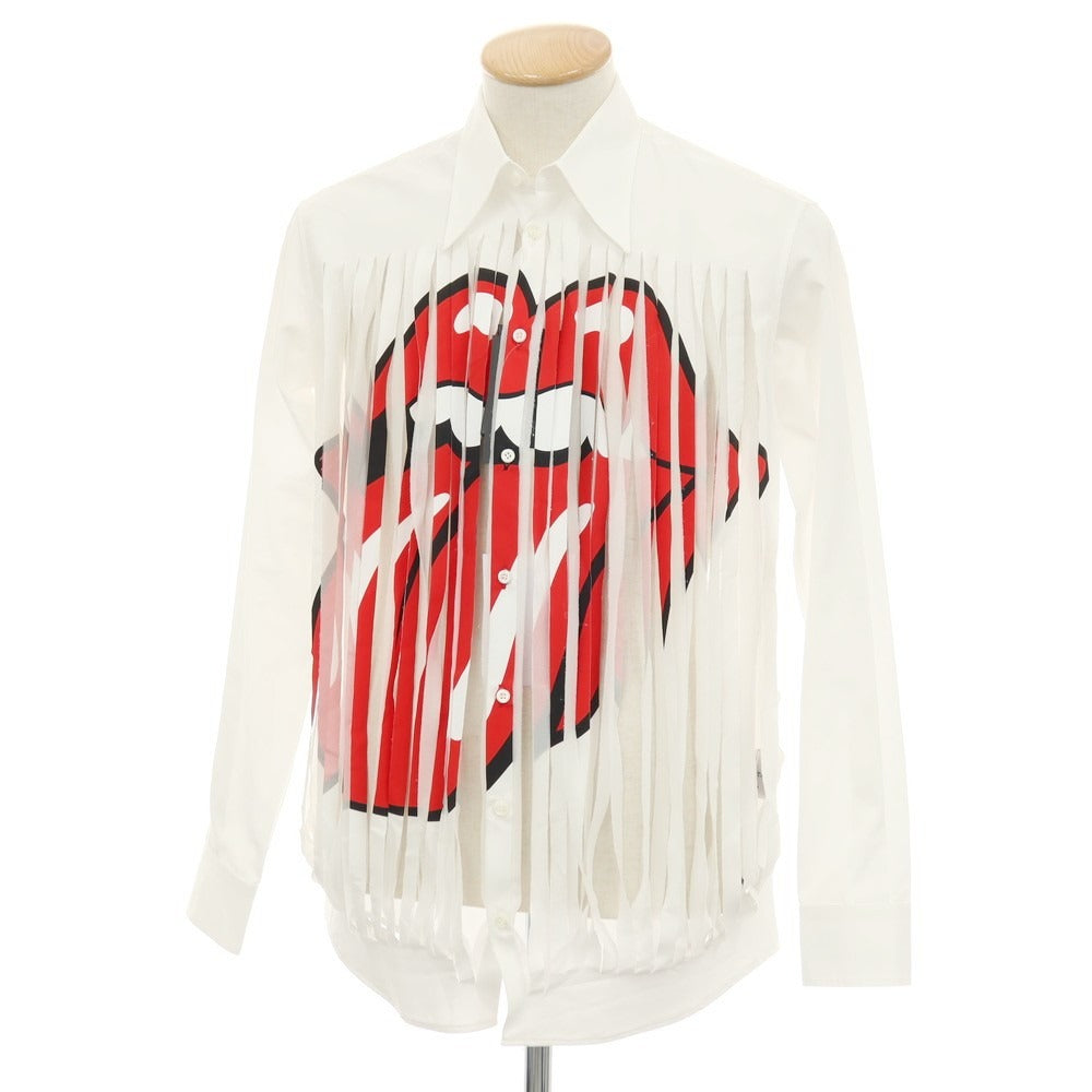 【中古】ディースクエアード DSQUARED2 × THE ROLLING STONES コットン ロングポイントカラー カジュアルシャツ ホワイト【サイズ44】【 状態ランクB 】【 メンズ 】