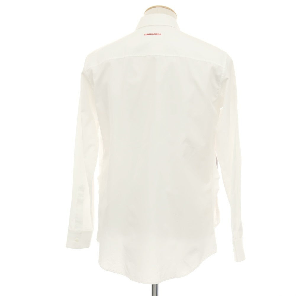 【中古】ディースクエアード DSQUARED2 × THE ROLLING STONES コットン ロングポイントカラー カジュアルシャツ ホワイト【サイズ44】【 状態ランクB 】【 メンズ 】