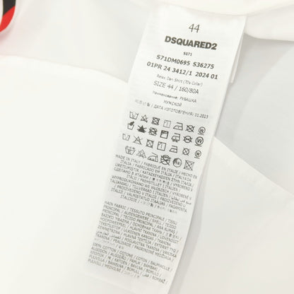 【中古】ディースクエアード DSQUARED2 × THE ROLLING STONES コットン ロングポイントカラー カジュアルシャツ ホワイト【サイズ44】【 状態ランクB 】【 メンズ 】