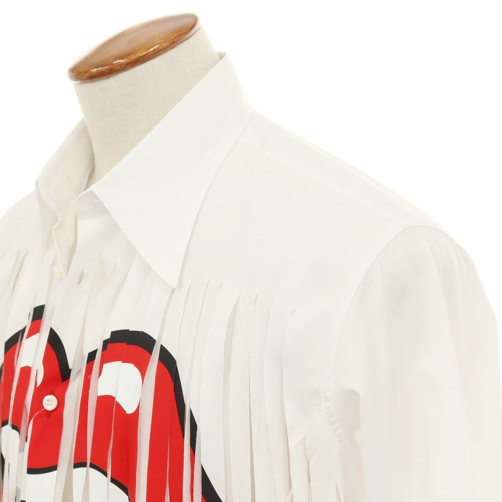 【新品】ディースクエアード DSQUARED2 × THE ROLLING STONES コットン ロングポイントカラー カジュアルシャツ ホワイト【サイズ46】【 状態ランクN 】【 メンズ 】