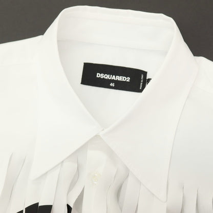 【新品】ディースクエアード DSQUARED2 × THE ROLLING STONES コットン ロングポイントカラー カジュアルシャツ ホワイト【サイズ46】【 状態ランクN 】【 メンズ 】