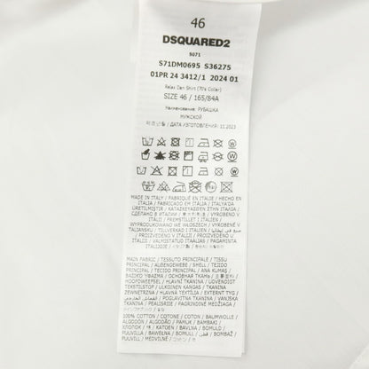 【新品】ディースクエアード DSQUARED2 × THE ROLLING STONES コットン ロングポイントカラー カジュアルシャツ ホワイト【サイズ46】【 状態ランクN 】【 メンズ 】