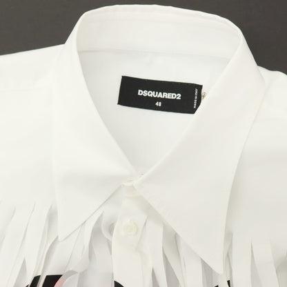 【新品】ディースクエアード DSQUARED2 × THE ROLLING STONES コットン ロングポイントカラー カジュアルシャツ ホワイト【サイズ48】【 状態ランクN 】【 メンズ 】