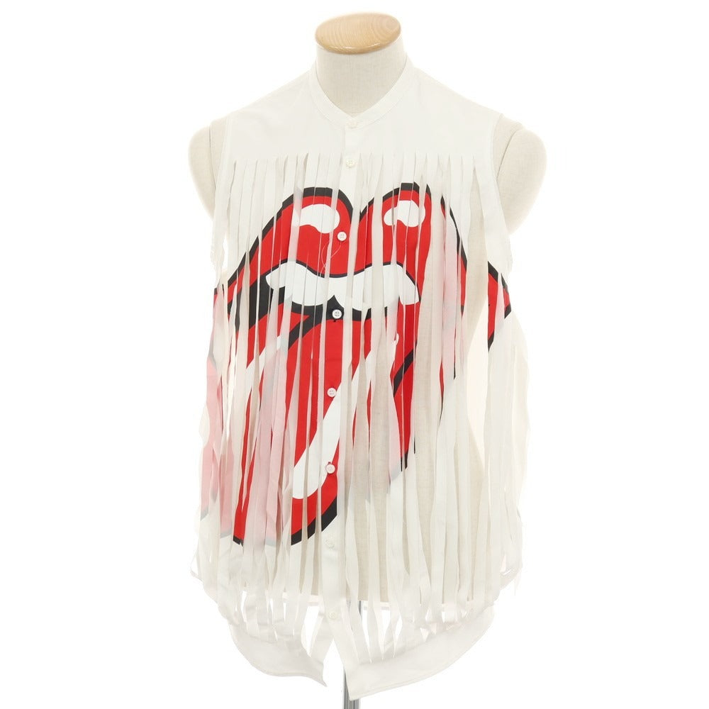 【中古】ディースクエアード DSQUARED2 × THE ROLLING STONES コットン バンドカラー ノースリーブシャツ ホワイト【サイズ42】【 状態ランクB 】【 メンズ 】