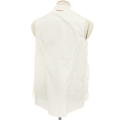 【中古】ディースクエアード DSQUARED2 × THE ROLLING STONES コットン バンドカラー ノースリーブシャツ ホワイト【サイズ42】【 状態ランクB 】【 メンズ 】