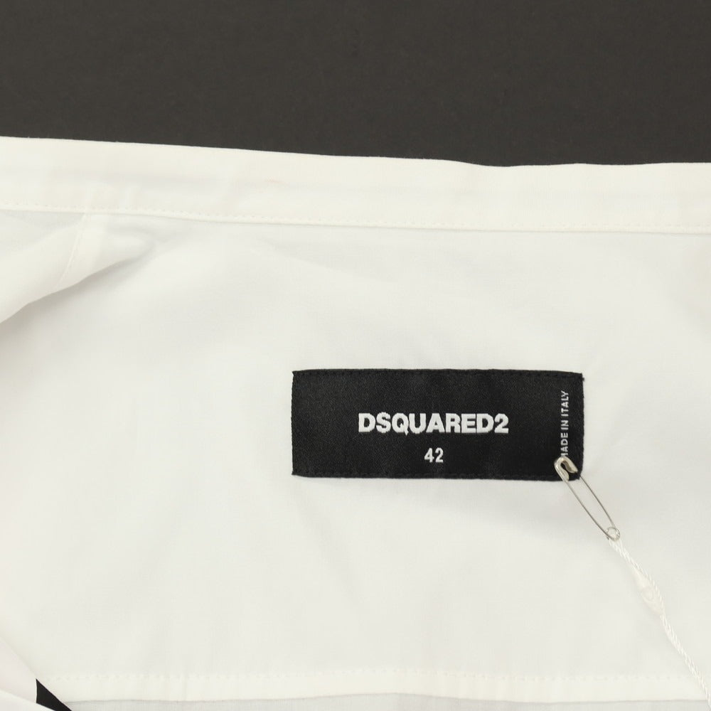 【中古】ディースクエアード DSQUARED2 × THE ROLLING STONES コットン バンドカラー ノースリーブシャツ ホワイト【サイズ42】【 状態ランクB 】【 メンズ 】