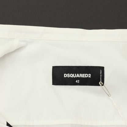 【中古】ディースクエアード DSQUARED2 × THE ROLLING STONES コットン バンドカラー ノースリーブシャツ ホワイト【サイズ42】【 状態ランクB 】【 メンズ 】