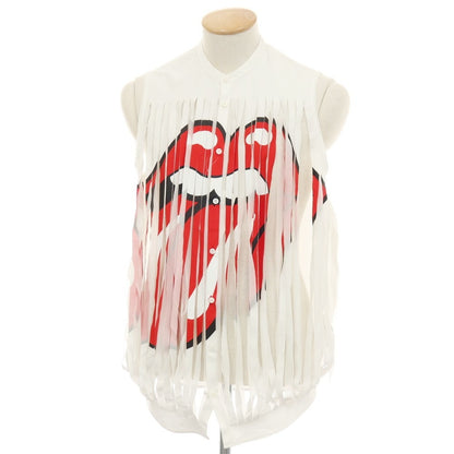 【新品】ディースクエアード DSQUARED2 × THE ROLLING STONES コットン バンドカラー ノースリーブシャツ ホワイト【サイズ44】【 状態ランクN 】【 メンズ 】