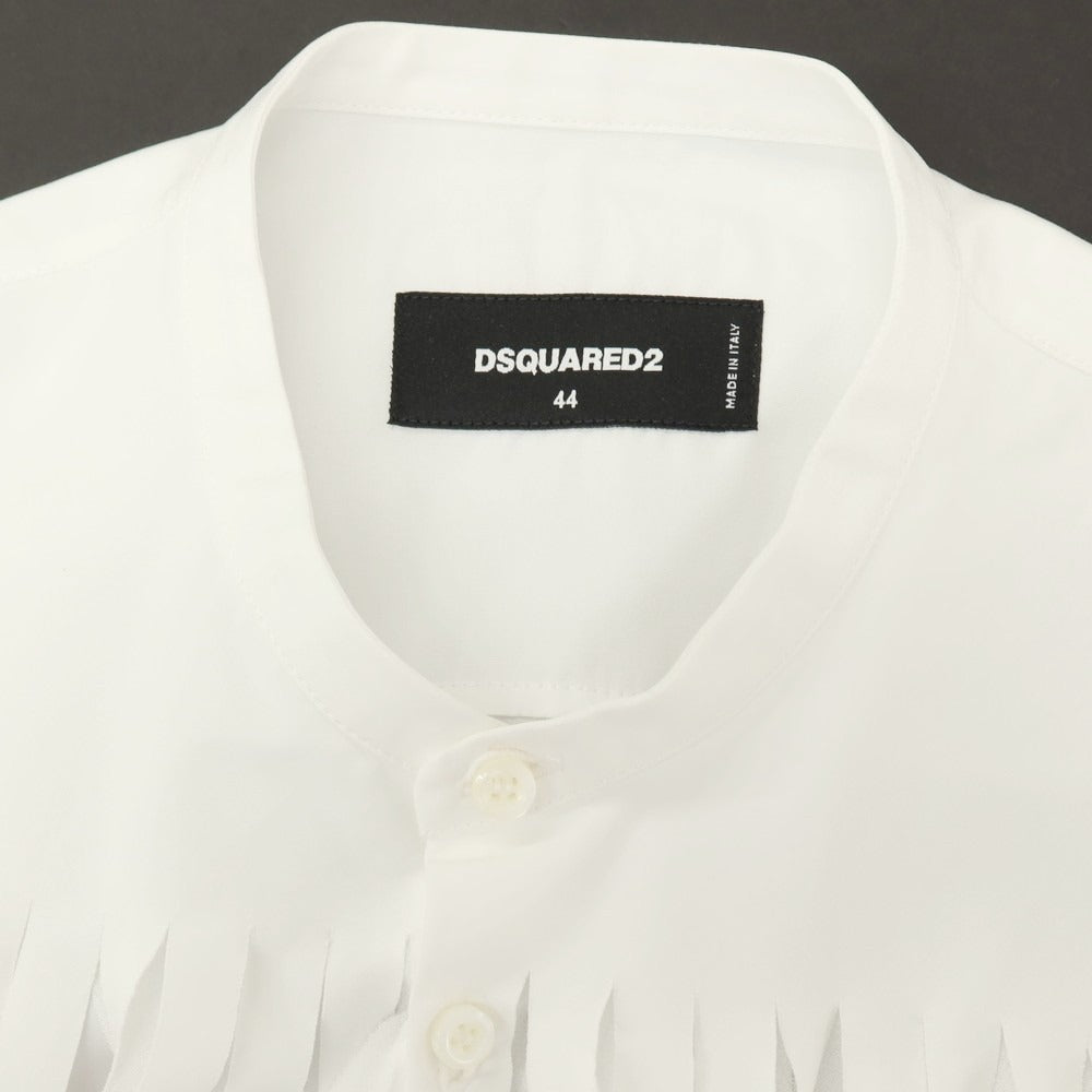 【新品】ディースクエアード DSQUARED2 × THE ROLLING STONES コットン バンドカラー ノースリーブシャツ ホワイト【サイズ44】【 状態ランクN 】【 メンズ 】