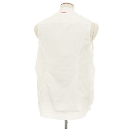 【新品】ディースクエアード DSQUARED2 × THE ROLLING STONES コットン バンドカラー ノースリーブシャツ ホワイト【サイズ46】【 状態ランクN 】【 メンズ 】