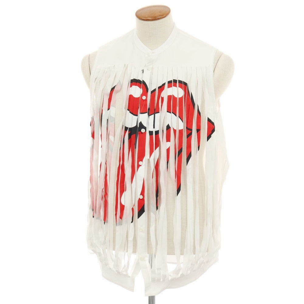 【新品】ディースクエアード DSQUARED2 × THE ROLLING STONES コットン バンドカラー ノースリーブシャツ ホワイト【サイズ48】【 状態ランクN 】【 メンズ 】