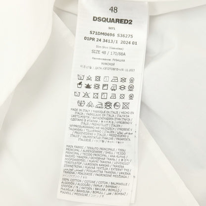 【新品】ディースクエアード DSQUARED2 × THE ROLLING STONES コットン バンドカラー ノースリーブシャツ ホワイト【サイズ48】【 状態ランクN 】【 メンズ 】