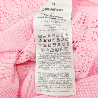 【SALE10%OFF/返品不可】【新品】ディースクエアード DSQUARED2 コットン 透かし編み 半袖 ポロニット ピンク【 サイズM 】【 状態ランクN 】【 メンズ 】