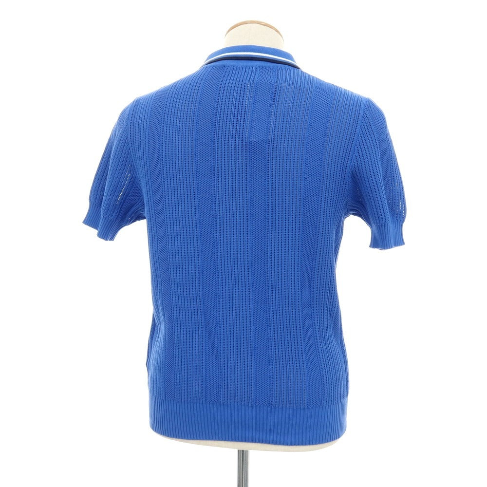 【新品】ディースクエアード DSQUARED2 コットンナイロン 透かし編み 半袖 ポロニット ブルー【サイズS】【 状態ランクN 】【 メンズ 】