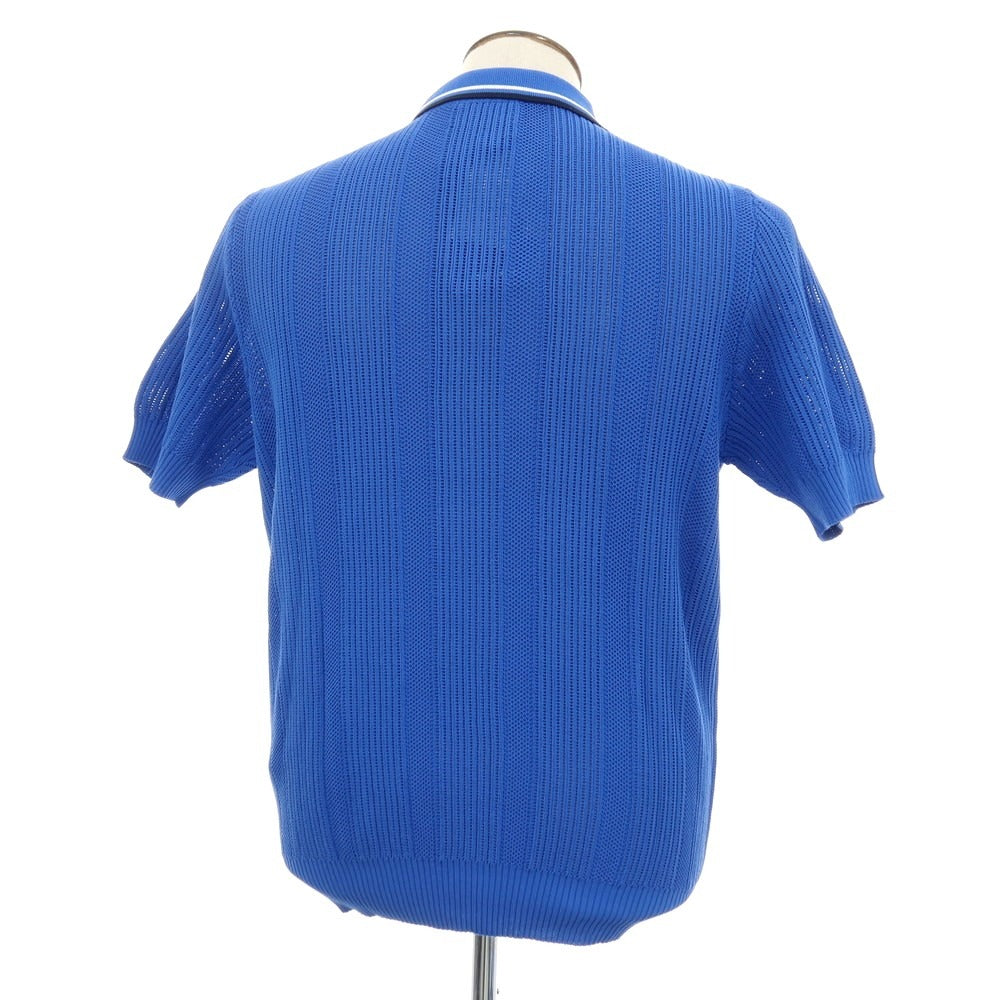 【新品】ディースクエアード DSQUARED2 コットンナイロン 透かし編み 半袖 ポロニット ブルー【サイズXXXL】【 状態ランクN 】【 メンズ 】