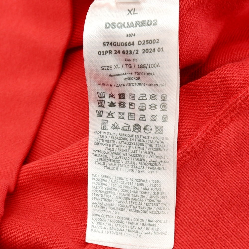 【新品】ディースクエアード DSQUARED2 コットン スウェット プルオーバー パーカー レッド【サイズXL】【 状態ランクN 】【 メンズ 】