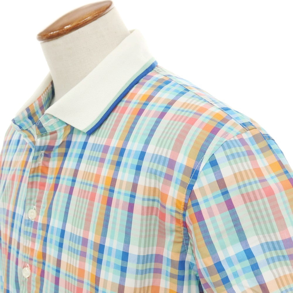 【新品アウトレット】ディースクエアード DSQUARED2 コットン チェック 切り替え 半袖ポロシャツ ライトブルーxマルチカラー【サイズ48】【 状態ランクN- 】【 メンズ 】