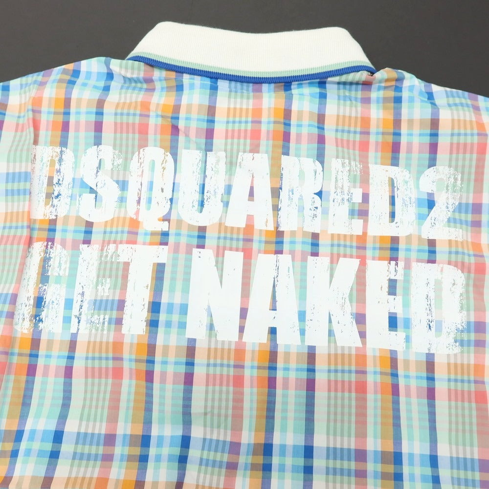 【新品アウトレット】ディースクエアード DSQUARED2 コットン チェック 切り替え 半袖ポロシャツ ライトブルーxマルチカラー【サイズ48】【 状態ランクN- 】【 メンズ 】