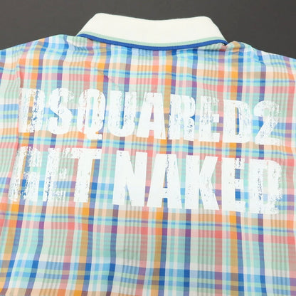 【新品アウトレット】ディースクエアード DSQUARED2 コットン チェック 切り替え 半袖ポロシャツ ライトブルーxマルチカラー【サイズ48】【 状態ランクN- 】【 メンズ 】