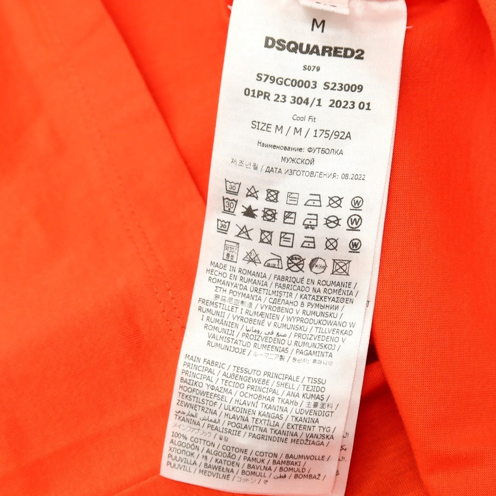 【SALE10%OFF/返品不可】【新品】ディースクエアード DSQUARED2 コットン クルーネック 半袖Ｔシャツ オレンジ【 サイズM 】【 状態ランクN 】【 メンズ 】
