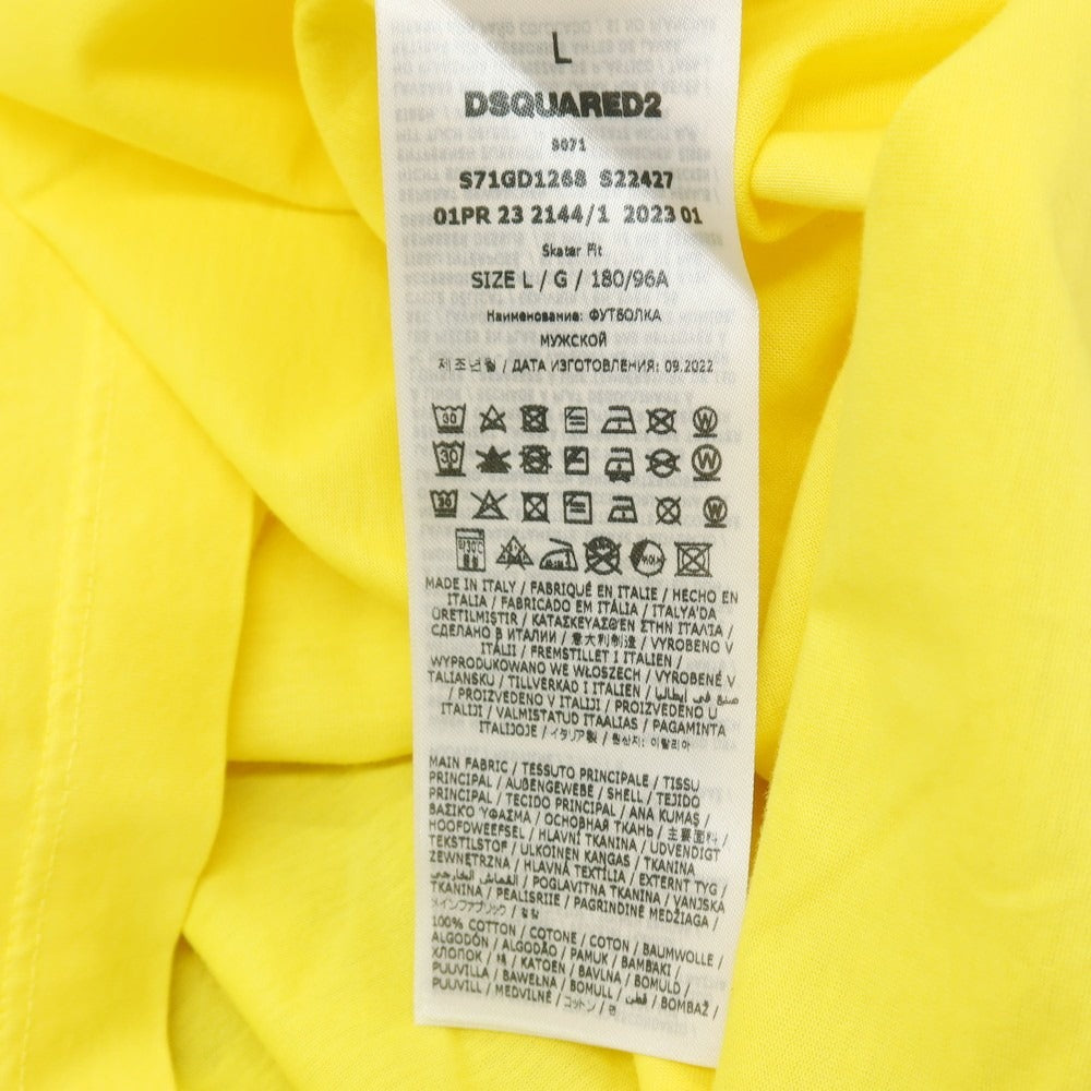 【新品】ディースクエアード DSQUARED2 コットン クルーネック 半袖Ｔシャツ イエロー【サイズL】【 状態ランクN 】【 メンズ 】