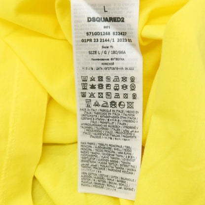 【新品】ディースクエアード DSQUARED2 コットン クルーネック 半袖Ｔシャツ イエロー【サイズL】【 状態ランクN 】【 メンズ 】