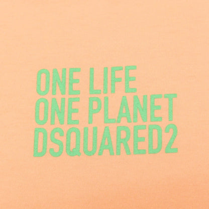 【SALE10%OFF/返品不可】【新品】ディースクエアード DSQUARED2 ONE LIFE ONE PLANET コットン クルーネック 半袖Ｔシャツ サーモン【 サイズL 】【 状態ランクN 】【 メンズ 】