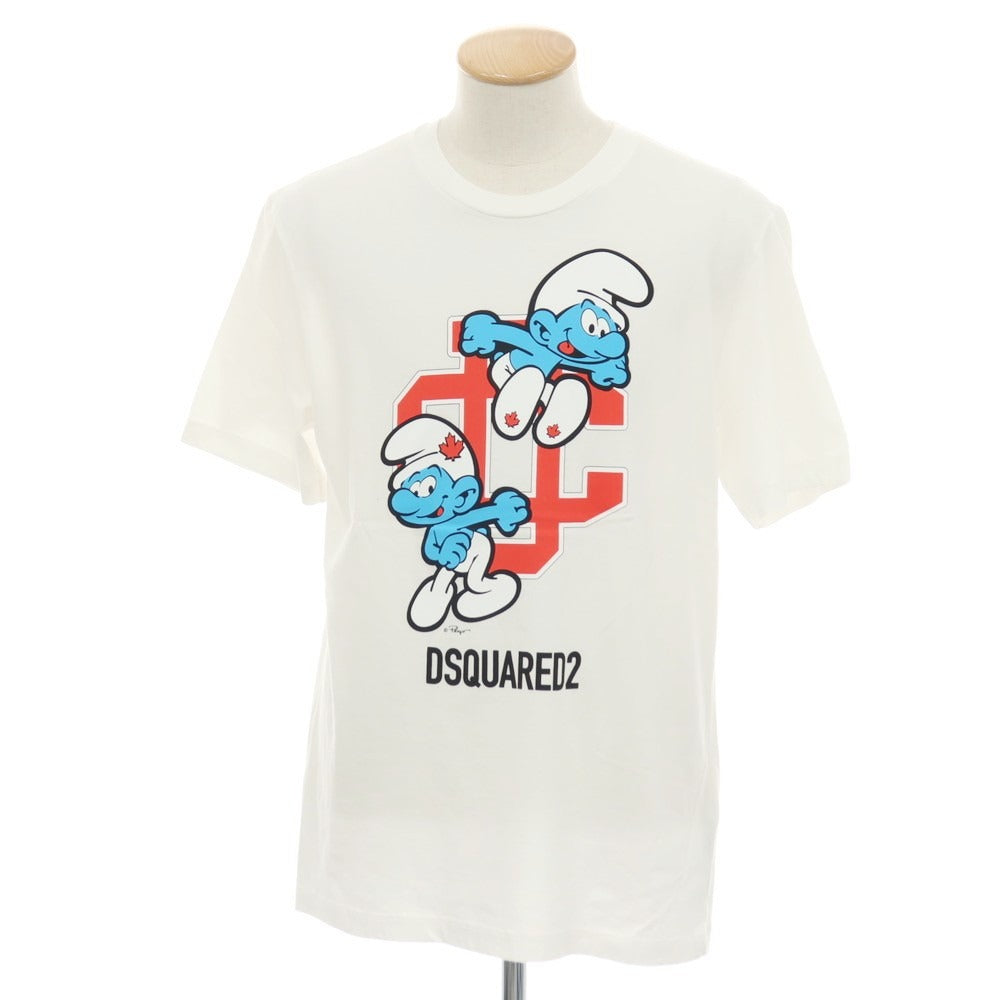【新品】ディースクエアード DSQUARED2 × THE SMURFS コットン クルーネック 半袖Ｔシャツ ホワイト【サイズXS】【 状態ランクN 】【 メンズ 】