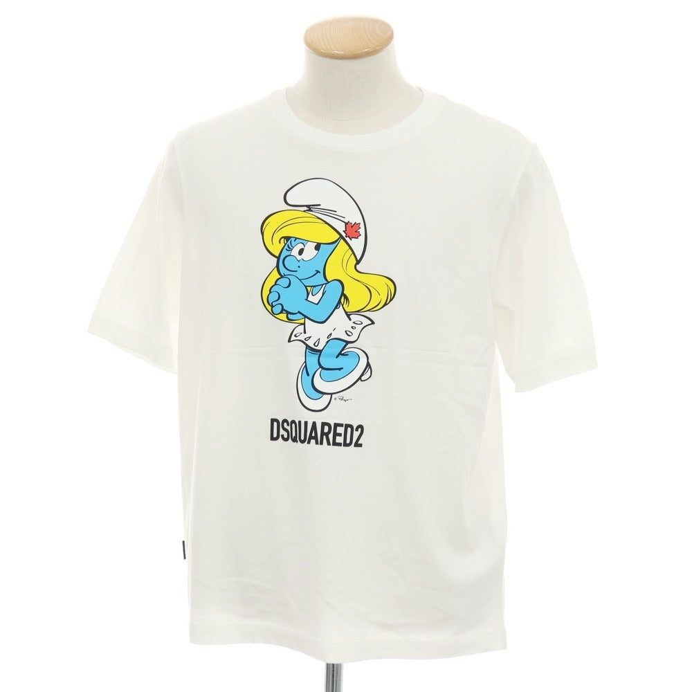 【新品アウトレット】ディースクエアード DSQUARED2 × THE SMURFS コットン クルーネック 半袖Ｔシャツ ホワイト【サイズS】【 状態ランクN- 】【 メンズ 】
