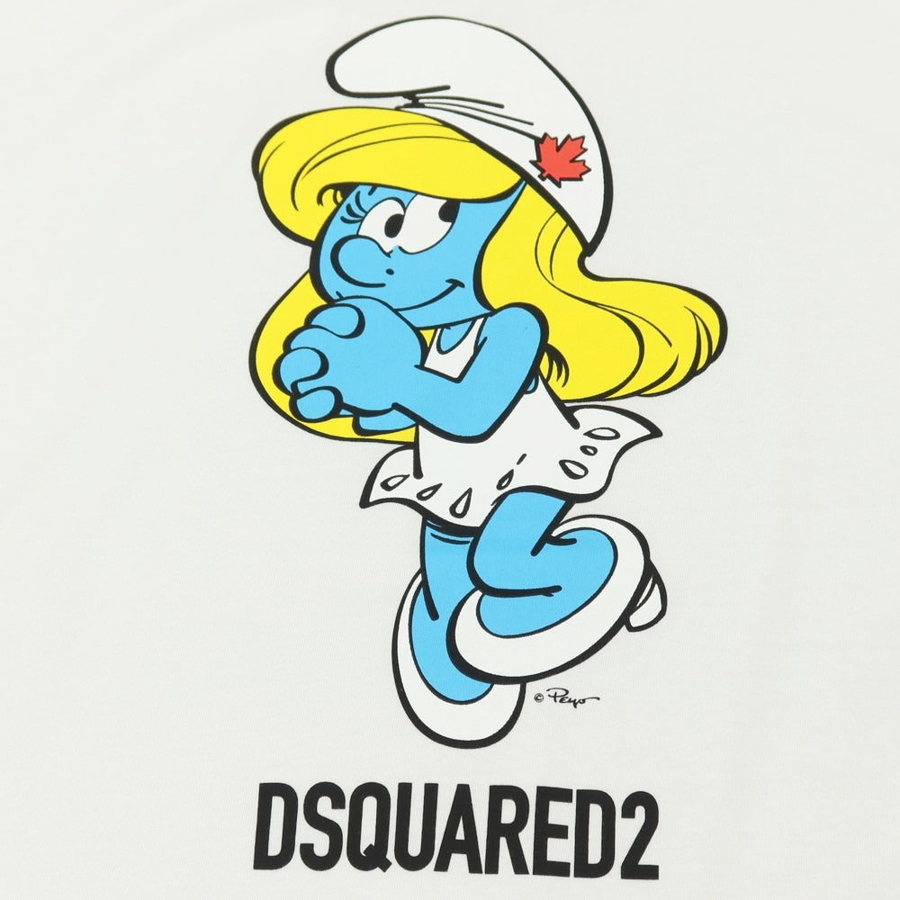【新品アウトレット】ディースクエアード DSQUARED2 × THE SMURFS コットン クルーネック 半袖Ｔシャツ ホワイト【サイズS】【 状態ランクN- 】【 メンズ 】