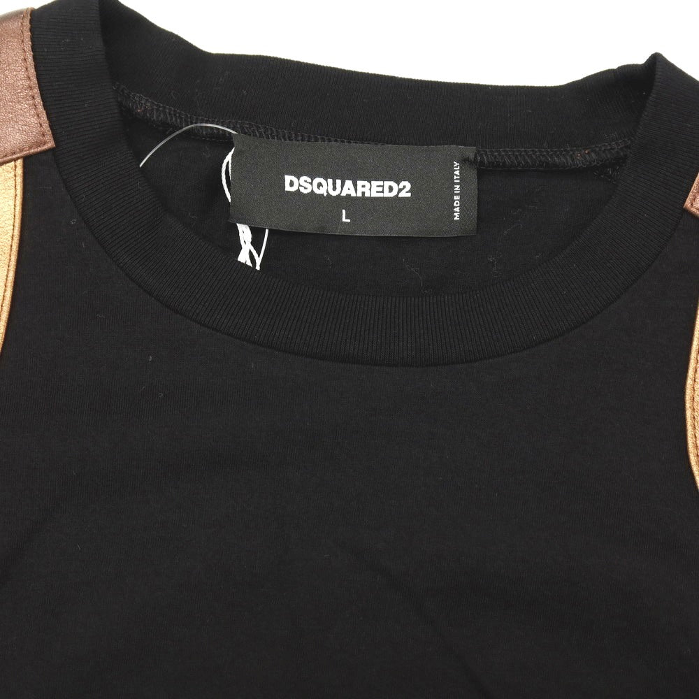 【新品】ディースクエアード DSQUARED2 コットン クルーネック サイドレースアップ ノースリーブカットソー ブラック【サイズL】【 状態ランクN 】【 メンズ 】