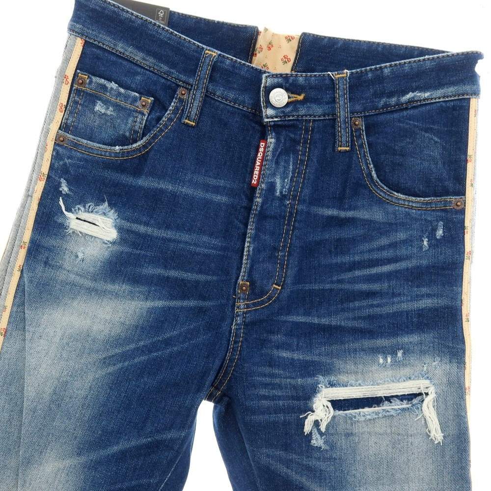 【新品】ディースクエアード DSQUARED2 642 JEAN ストレッチ コットン バックレースアップ デニムパンツ ジーンズ ネイビー【サイズ42】【 状態ランクN 】【 メンズ 】