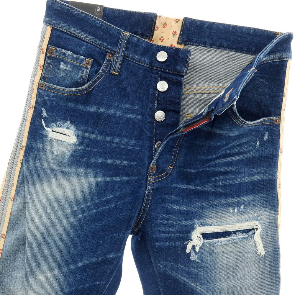 【新品】ディースクエアード DSQUARED2 642 JEAN ストレッチ コットン バックレースアップ デニムパンツ ジーンズ ネイビー【サイズ42】【 状態ランクN 】【 メンズ 】