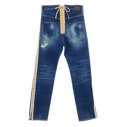 【新品】ディースクエアード DSQUARED2 642 JEAN ストレッチ コットン バックレースアップ デニムパンツ ジーンズ ネイビー【サイズ42】【 状態ランクN 】【 メンズ 】