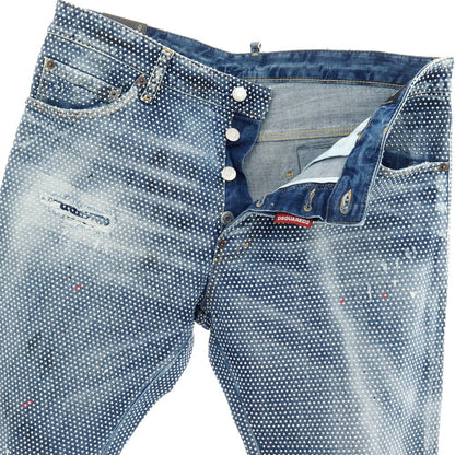 【新品】ディースクエアード DSQUARED2 COOL GUY JEAN ストレッチ コットン スタッズ デニムパンツ ジーンズ ネイビー【サイズ52】【 状態ランクN 】【 メンズ 】