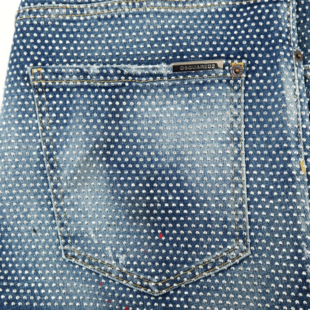 【新品】ディースクエアード DSQUARED2 COOL GUY JEAN ストレッチ コットン スタッズ デニムパンツ ジーンズ ネイビー【サイズ52】【 状態ランクN 】【 メンズ 】