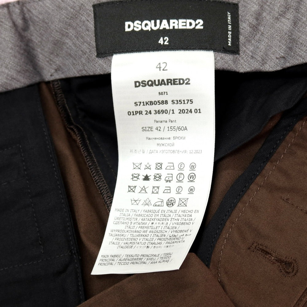 【SALE10%OFF/返品不可】【新品】ディースクエアード DSQUARED2 Panama Pant ストレッチ コットン カジュアルスラックスパンツ S71KB0588 ブラウン【 サイズ42 】【 状態ランクN 】【 メンズ 】