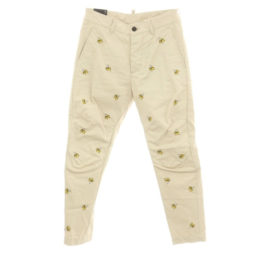 【新品】ディースクエアード DSQUARED2 Fruit Embroidery SEXY CHINO PANT コットン バナナ チノパンツ ベージュ【サイズ42】【 状態ランクN 】【 メンズ 】
