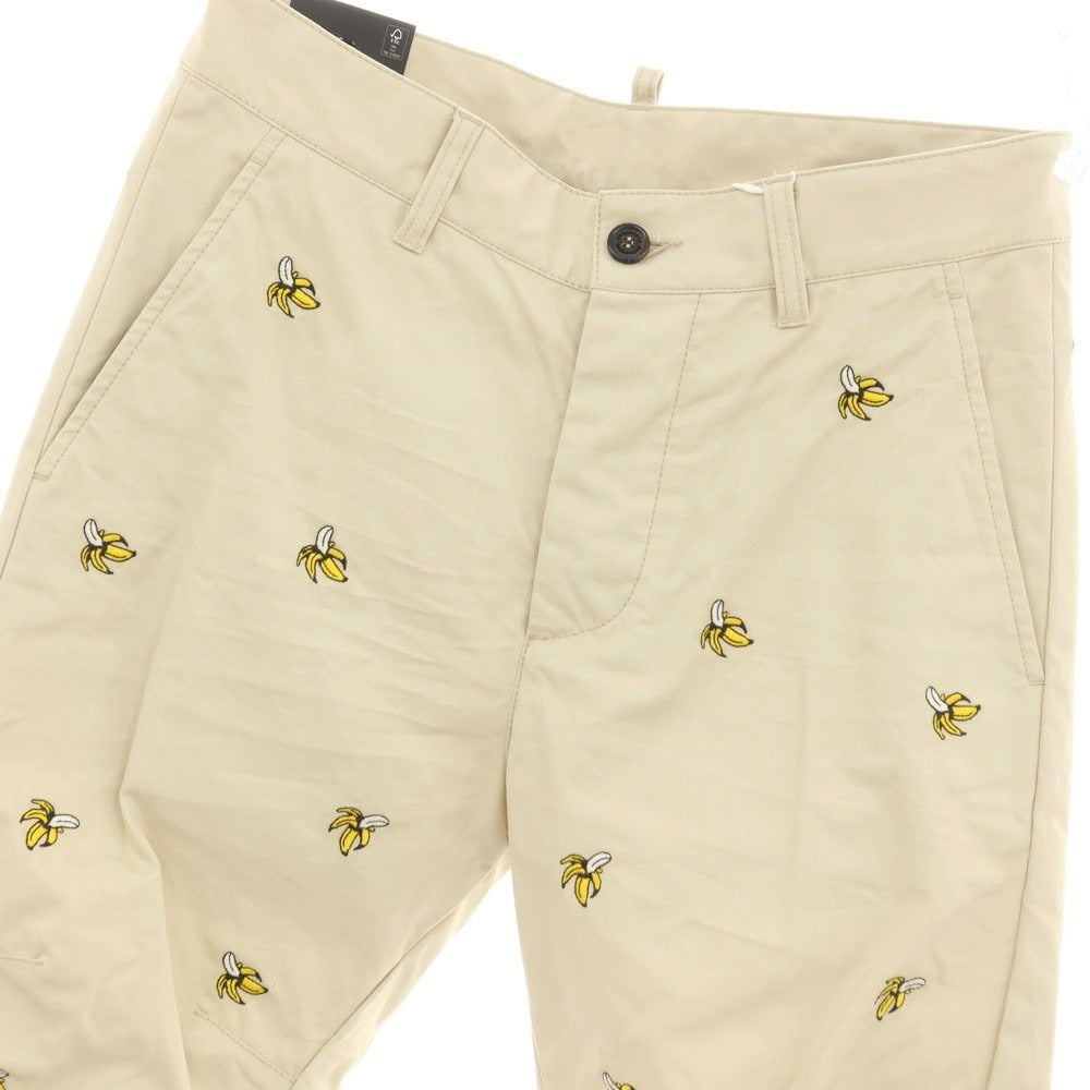 【新品】ディースクエアード DSQUARED2 Fruit Embroidery SEXY CHINO PANT コットン バナナ チノパンツ ベージュ【サイズ42】【 状態ランクN 】【 メンズ 】