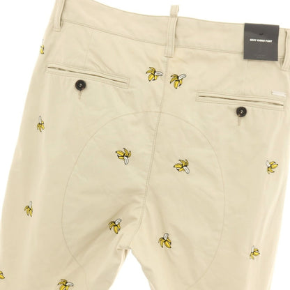 【SALE10%OFF/返品不可】【新品】ディースクエアード DSQUARED2 Fruit Embroidery SEXY CHINO PANT コットン バナナ チノパンツ ベージュ【 サイズ44 】【 状態ランクN 】【 メンズ 】