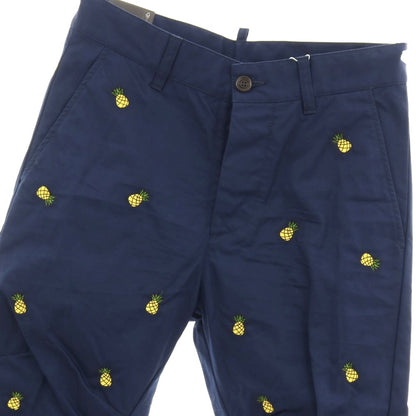 【新品】ディースクエアード DSQUARED2 Fruit Embroidery SEXY CHINO PANT コットン パイナップル チノパンツ ネイビー【サイズ42】【 状態ランクN 】【 メンズ 】