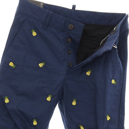 【新品】ディースクエアード DSQUARED2 Fruit Embroidery SEXY CHINO PANT コットン パイナップル チノパンツ ネイビー【サイズ42】【 状態ランクN 】【 メンズ 】