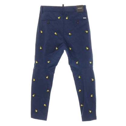 【新品】ディースクエアード DSQUARED2 Fruit Embroidery SEXY CHINO PANT コットン パイナップル チノパンツ ネイビー【サイズ42】【 状態ランクN 】【 メンズ 】