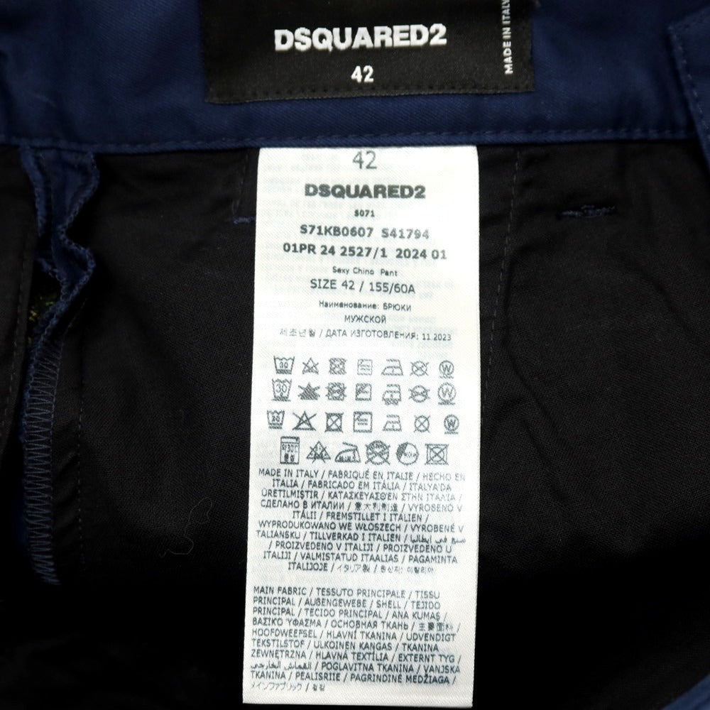 【新品】ディースクエアード DSQUARED2 Fruit Embroidery SEXY CHINO PANT コットン パイナップル チノパンツ ネイビー【サイズ42】【 状態ランクN 】【 メンズ 】