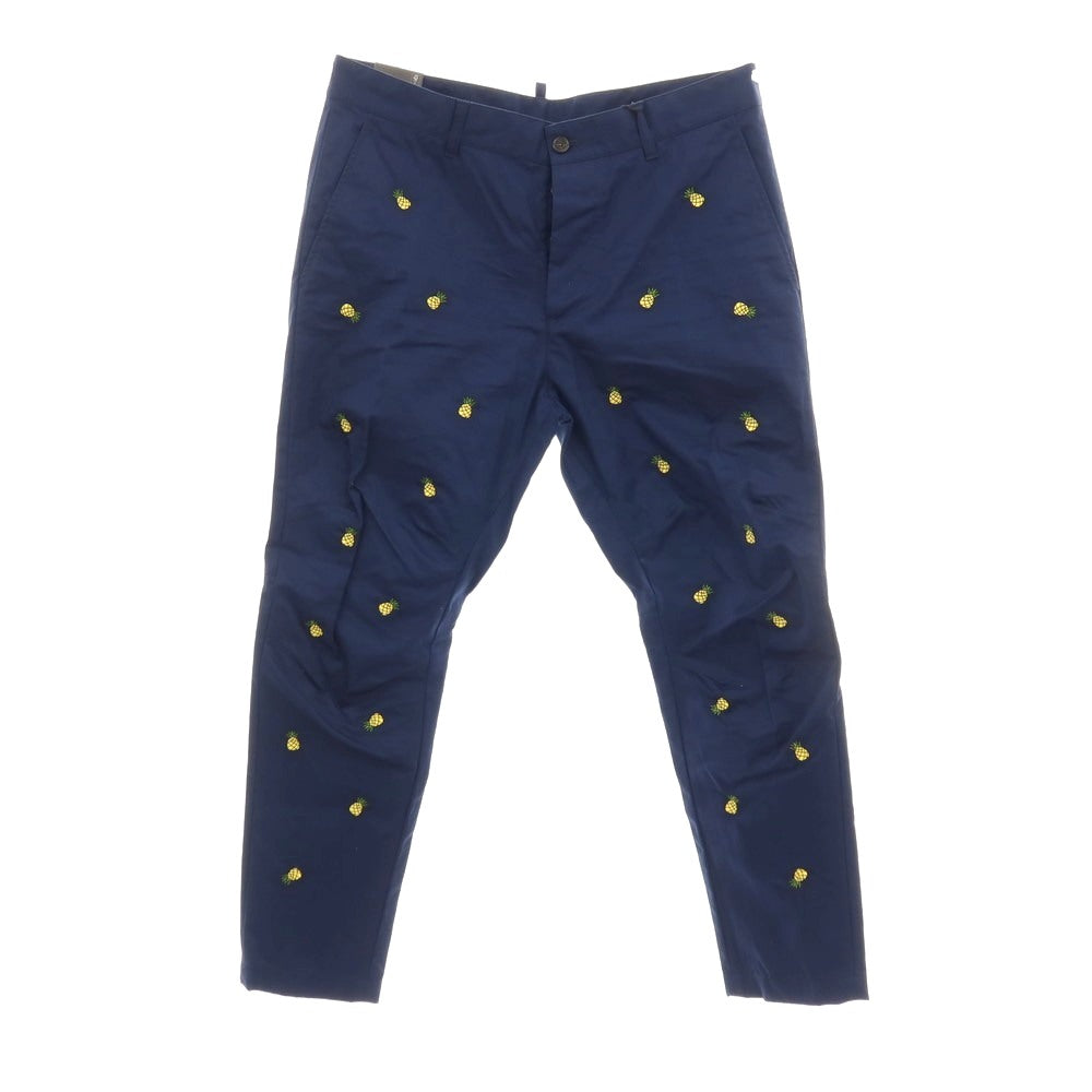 【新品】ディースクエアード DSQUARED2 Fruit Embroidery SEXY CHINO PANT コットン パイナップル チノパンツ ネイビー【サイズ52】【 状態ランクN 】【 メンズ 】