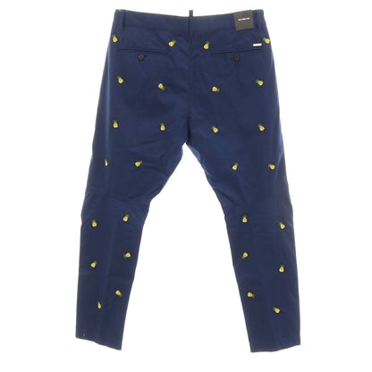 【新品】ディースクエアード DSQUARED2 Fruit Embroidery SEXY CHINO PANT コットン パイナップル チノパンツ ネイビー【サイズ52】【 状態ランクN 】【 メンズ 】
