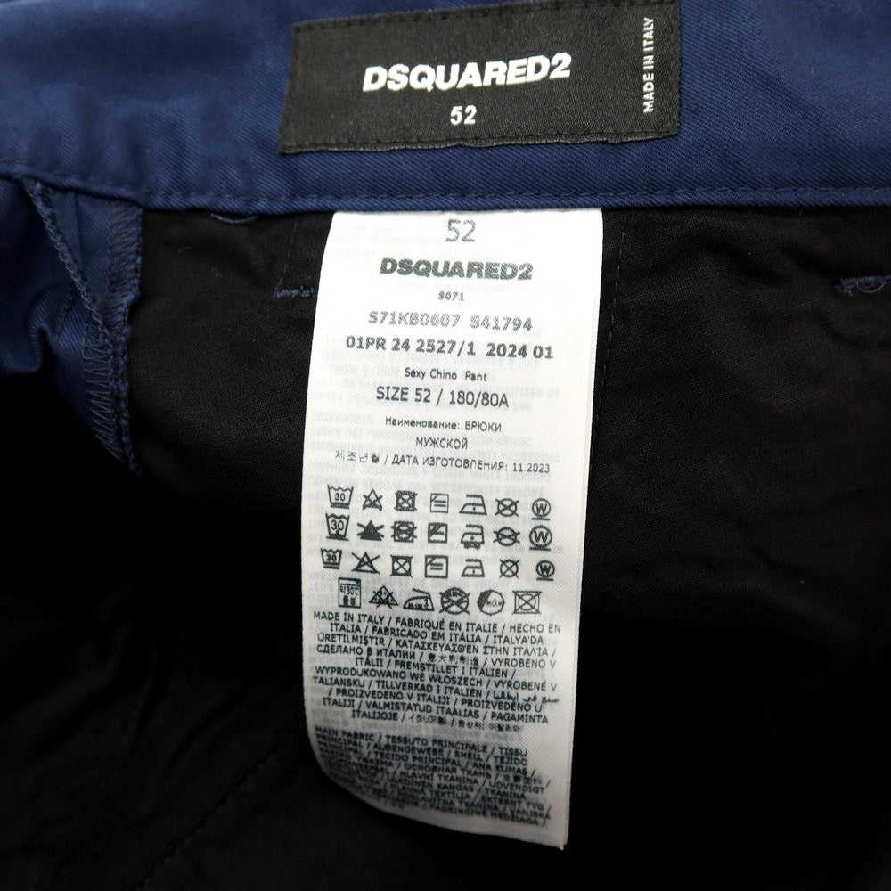 【新品】ディースクエアード DSQUARED2 Fruit Embroidery SEXY CHINO PANT コットン パイナップル チノパンツ ネイビー【サイズ52】【 状態ランクN 】【 メンズ 】