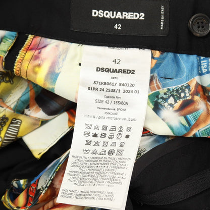 【新品】ディースクエアード DSQUARED2 CIGARETTE PANT ストレッチ ウール カジュアルスラックスパンツ ブラック【サイズ42】【 状態ランクN 】【 メンズ 】