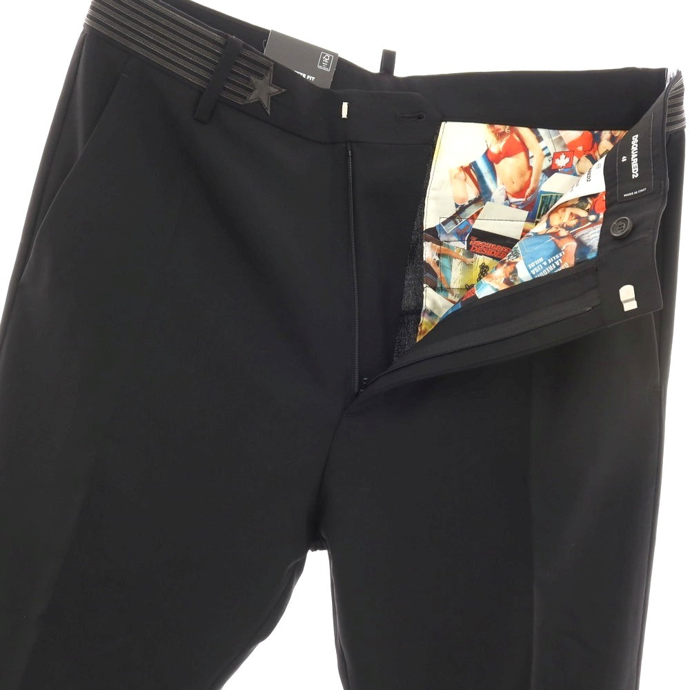 【新品】ディースクエアード DSQUARED2 CIGARETTE PANT ストレッチ ウール カジュアルスラックスパンツ ブラック【サイズ48】【 状態ランクN 】【 メンズ 】